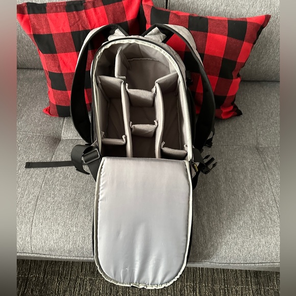 Light Gray Camera Backpack with Padded Interior main image 11